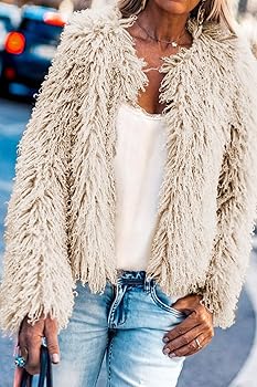 Aoang Women's Shaggy Faux Fur Outwear Soft Coat Jacket Long